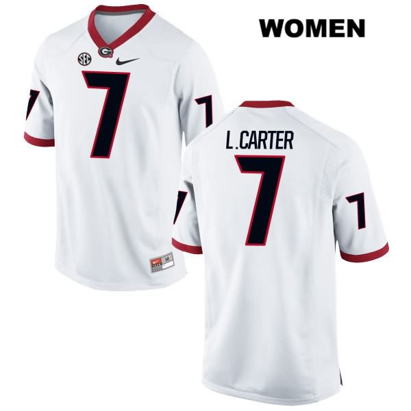 Georgia Bulldogs Women's Lorenzo Carter #7 NCAA Authentic White Nike Stitched College Football Jersey WKL6456WW